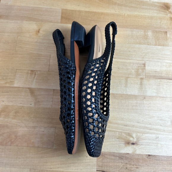 Madewell Ophelia Slingback Black Woven Square Toe Kitten Heel Size 7.5 - Picture 7 of 10